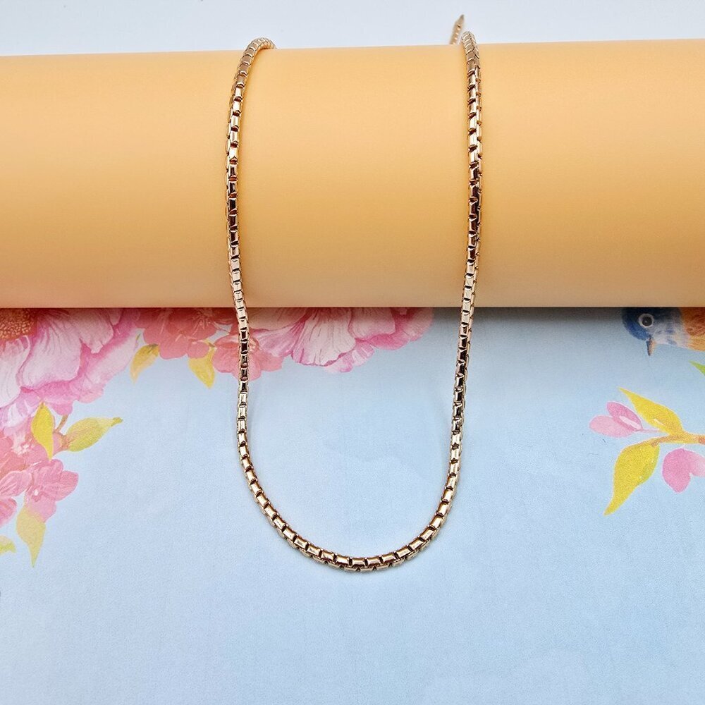 "Slim Rose Gold Box Chain Necklace for Men & Women, 19.7 Inch Length, XPNL0077